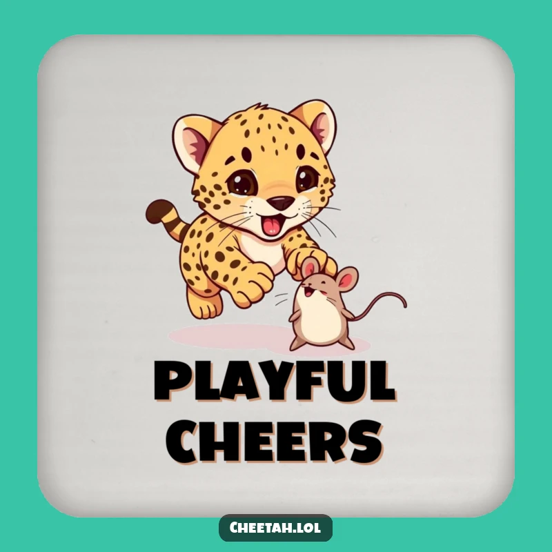 Funny Cheetah Cub Coaster: Protect Surfaces with Playful Style