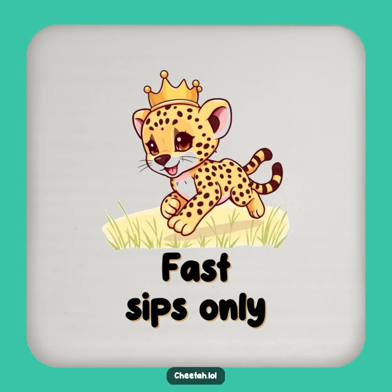 Funny Cheetah Cub Crown Coaster: Royal Spill Protection, Perfect Funny Gift