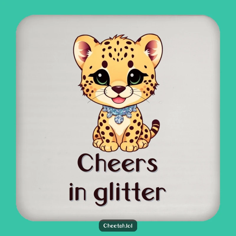 Funny Cheetah Cub Smirk Collar Coaster: Protect Surfaces with Sass Gift