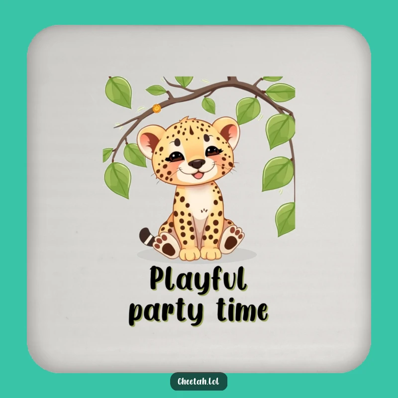 Funny Cheetah Cub Vine Drink Coaster: Protect Surfaces with Playfulness