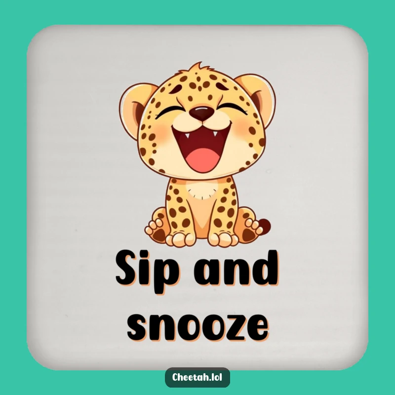 Funny Cheetah Cub Yawn Coaster - Happy Spots for Your Drinks