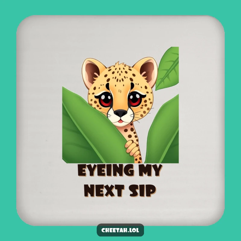 Funny Cheetah Leaf Coaster Set - Curious Eyes Decor Gift