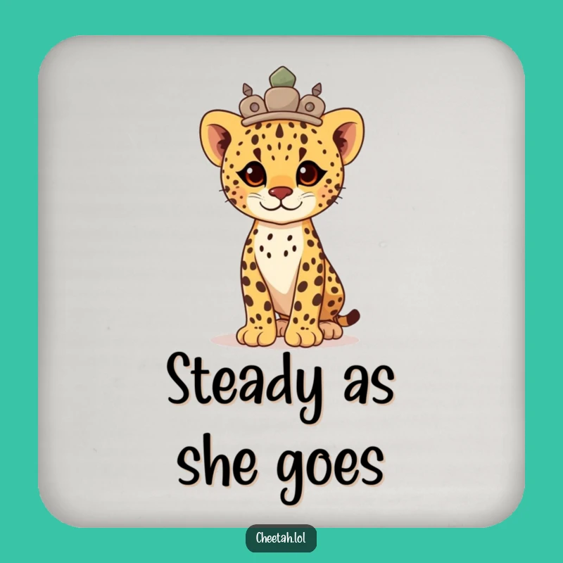 Funny Proud Cheetah Cub Crown Coaster Set: Regal Protection Gift for Tables
