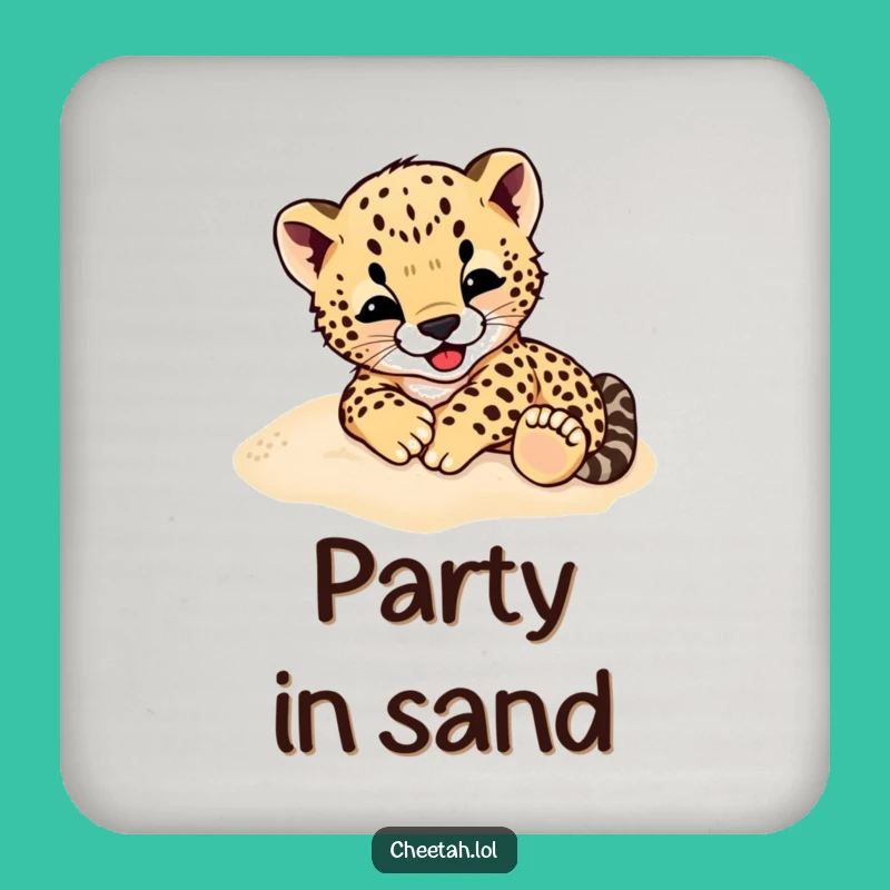 Funny Cheetah Cub Drink Coaster: Protect Surfaces with Rolling Fun, Cute Animal Gift