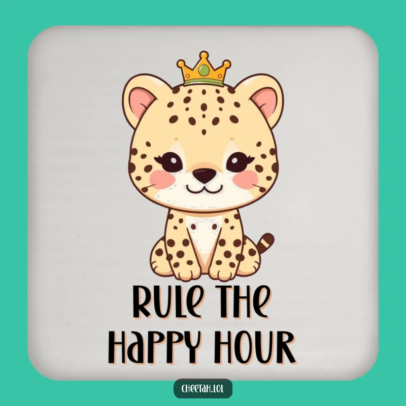 Funny Royal Cheetah Coasters: Gentle Protection with a Crown