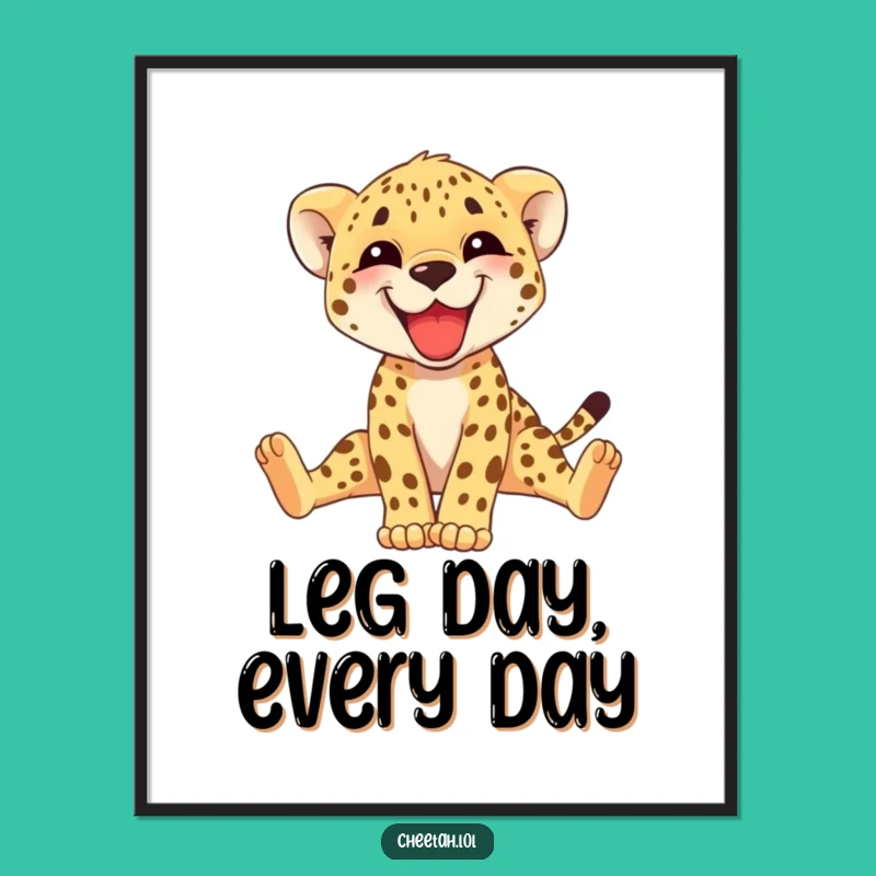Funny Cheetah Cub Stretching Poster: Adorable Wall Art Gift