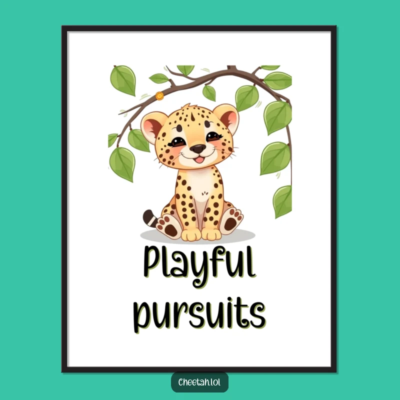 Funny Cheetah Cub Vine Poster: Adorable Jungle Art