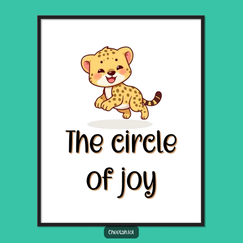 Funny Happy Cheetah Cub Playful Poster - Joyful Animal Art!