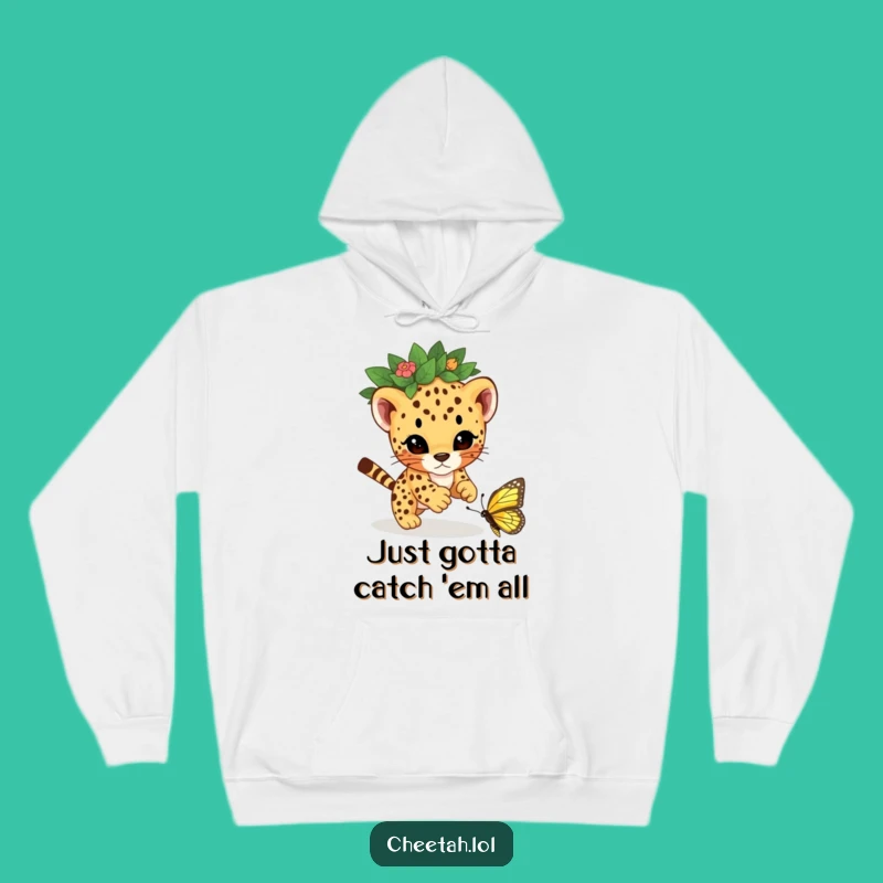 Cozy Funny Cheetah Cub Leaf Crown Hoodie - Ultimate Playful Gift Idea