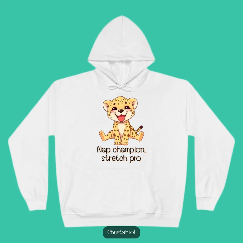 Funny Cheetah Cub Hoodie: Cozy & Adorable Stretching Animal Gift