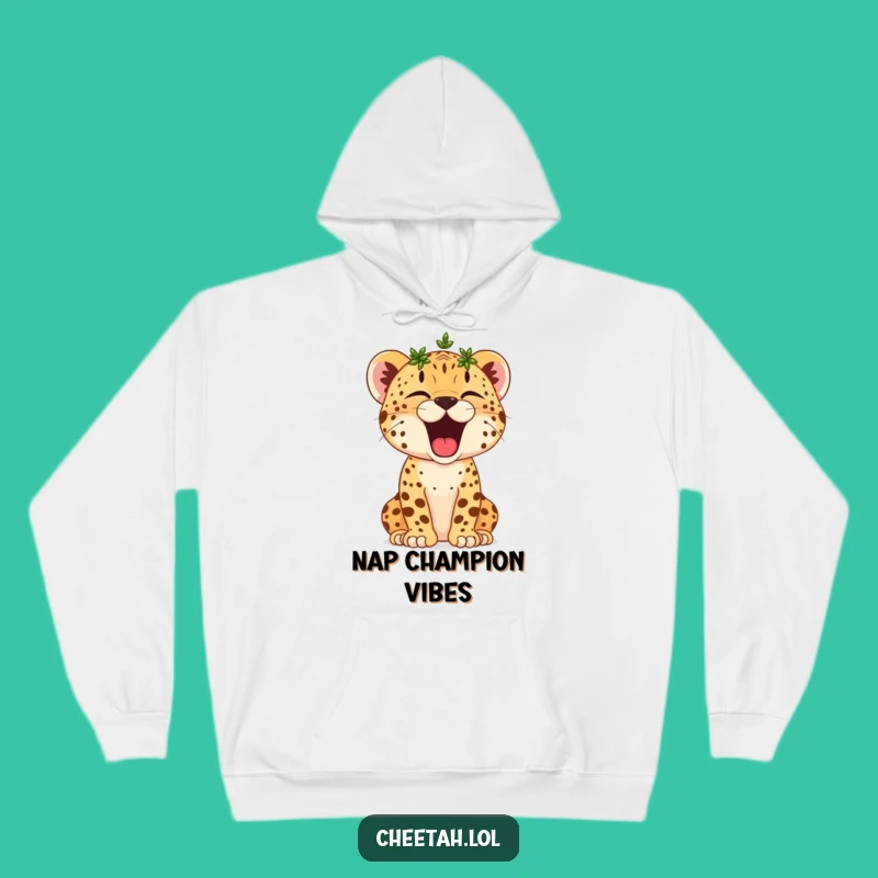 Funny Cheetah Cub Yawn Hoodie: Cozy Victor Crowned, Hilarious Naptime Companion