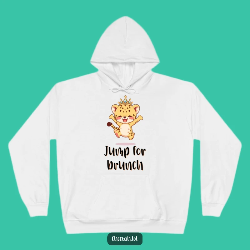Funny Energetic Cub Hoodie: Sparkling Tiara Cheetah Sweatshirt, Joyful Gift
