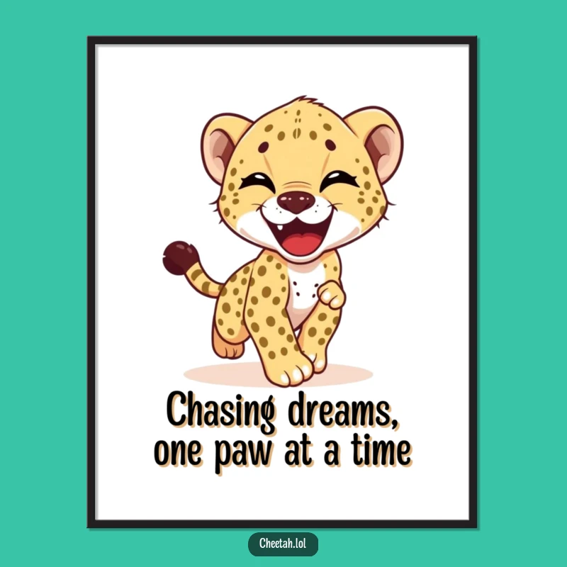 Free Printable Wall Art: Giggling Cheetah Cub Joy - Downloadable Cute Animal Decor