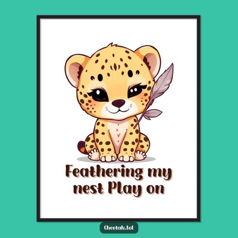 Free Printable Wall Art: Winking Cheetah Cub - Funny Downloadable Playful Decor