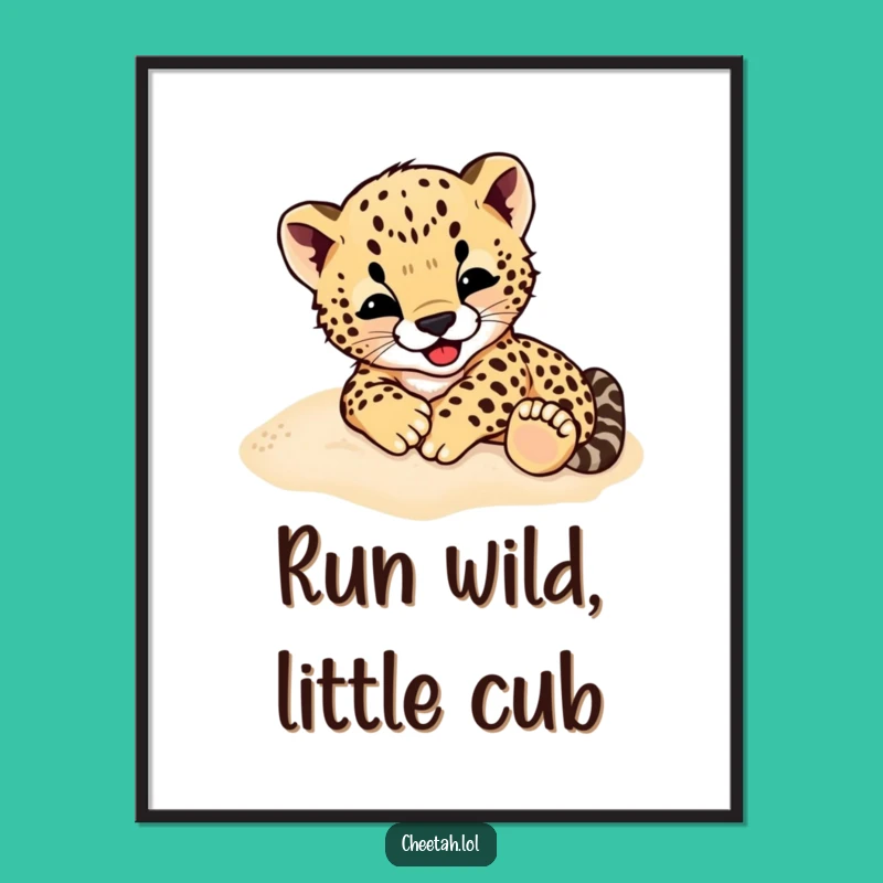 Free Printable Cheetah Cub Wall Art Funny Downloadable Decor