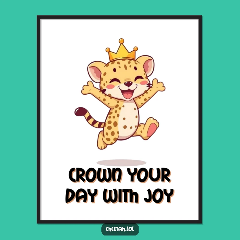 Free Printable Cheetah Wall Art: Crowned Cub Leap Downloadable Decor