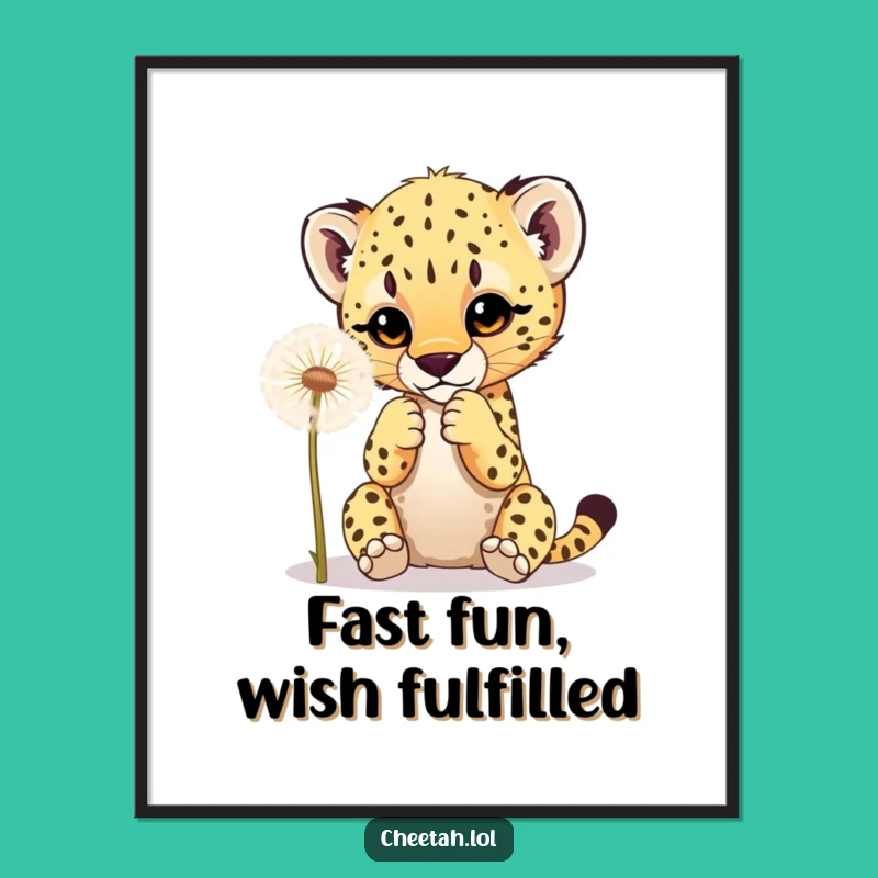 Free Printable Wall Art: Playful Cheetah Cub Dandelion Decor