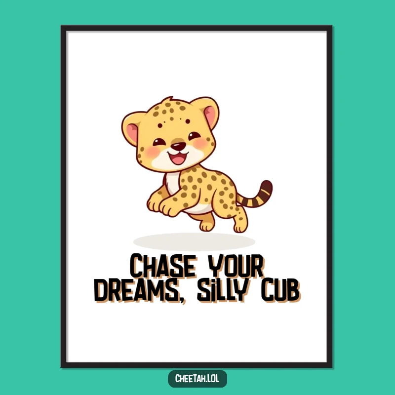 Free Printable Wall Art: Playful Cheetah Cub, Funny Downloadable Decor for Cheerful Spaces