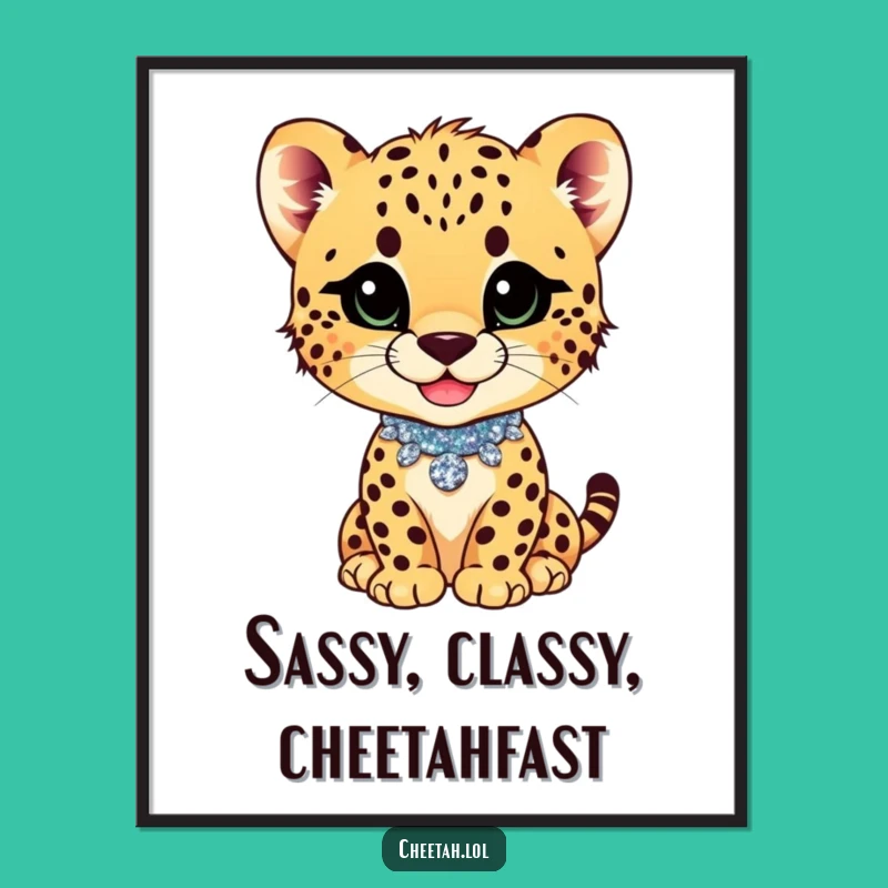 Funny Free Printable Cheetah Wall Art: Smug Cub Glitter Collar Decor