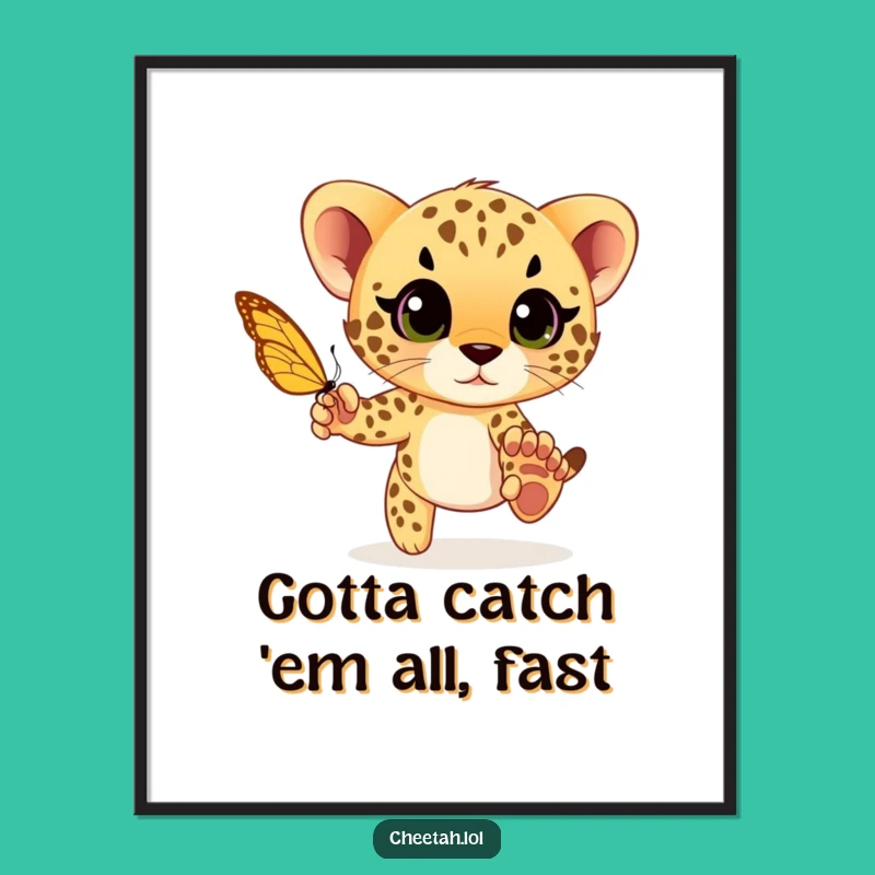Free Printable Wall Art: Playful Cheetah Cub, Charming Downloadable Decor for Kids Room