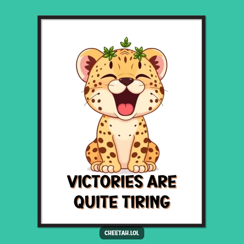 Free Printable Wall Art: Yawning Cheetah Cub Wreath Downloadable Art