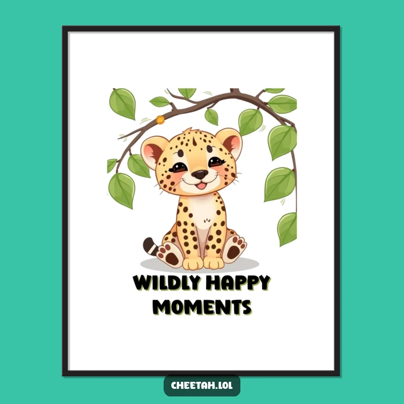 Playful Cheetah Cub Vine Funny Free Printable Wall Art Downloadable Gift