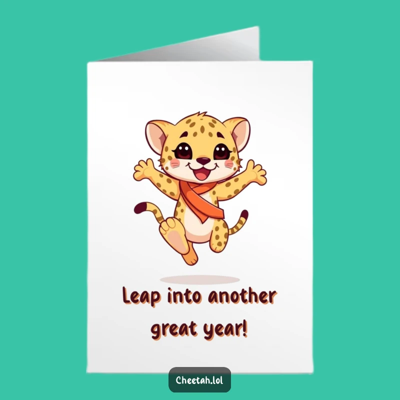 Free Printable Birthday Card: Leaping Cheetah Cub Sash - Funny Downloadable Gift