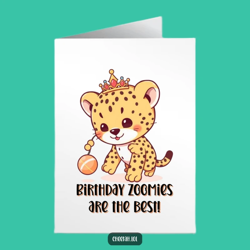 Free Printable Birthday Card: Tiara Cheetah Cub - Playful Funny DIY Downloadable