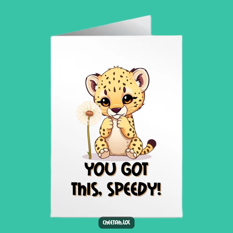 Free Printable Congrats Card: Cheetah Cub Dandelion Celebration
