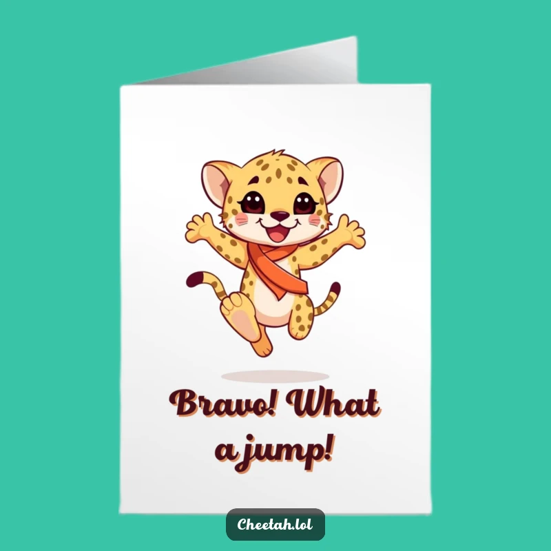 Free Printable Congrats Card: Leaping Cheetah Cub Sash - Funny Downloadable Gift