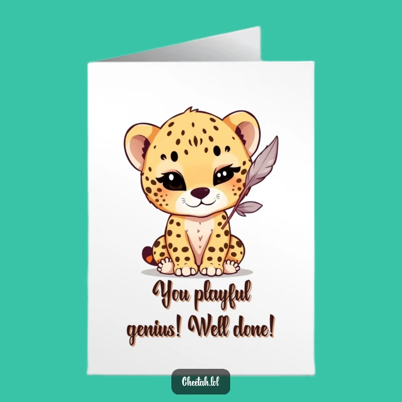 Free Printable Congrats Card: Playful Cheetah Wink - Funny Downloadable Gift