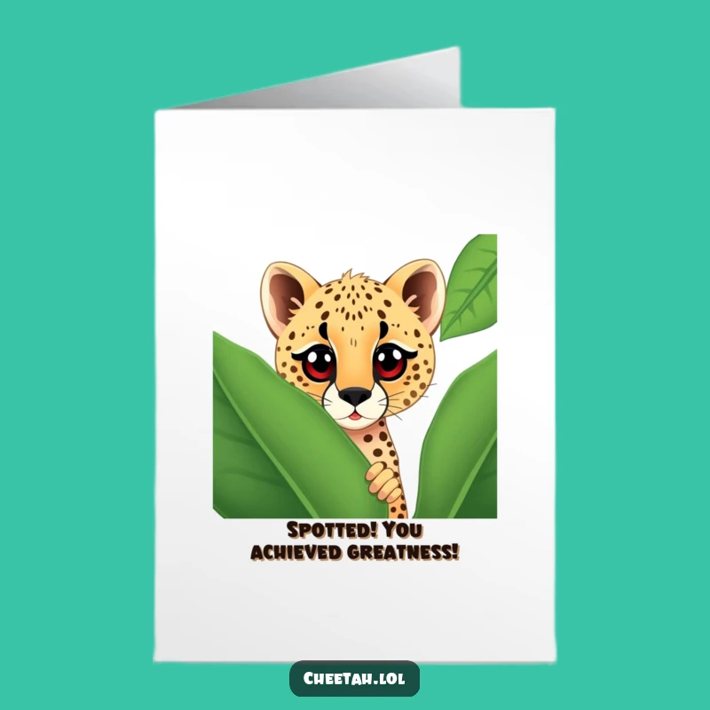Free Printable Cheetah Congratulations Card: Curious Peek Downloadable Gift for Success
