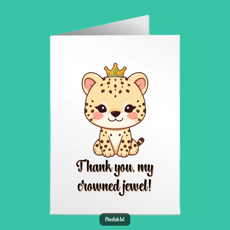 Free Printable Cheetah Thank You Card - Gentle King Cub Downloadable Royal Gratitude