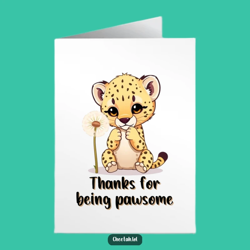 Free Printable Thank You Card: Cheetah Cub Dandelion Thanks