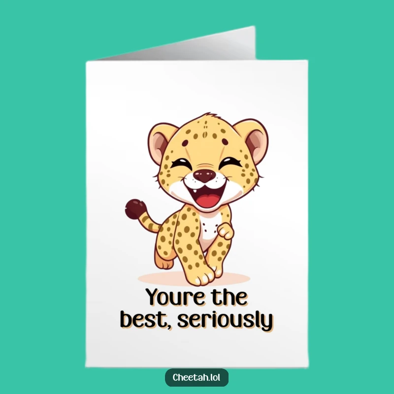 Free Printable Thank You Card: Giggling Cheetah Cub - Express Gratitude with Downloadable Fun