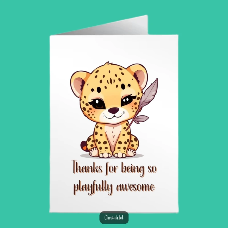 Free Printable Thank You Card: Winking Cheetah Cub - Funny Downloadable Gift