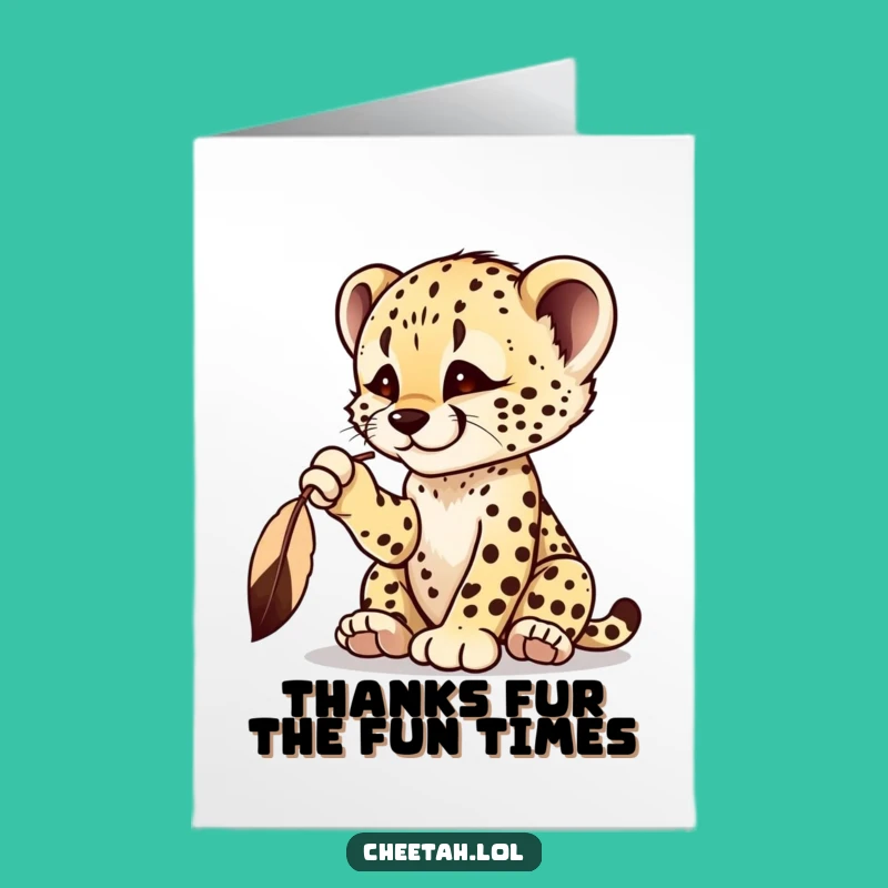 Free Printable Thank You Cheetah Card: Feather Play Gratitude