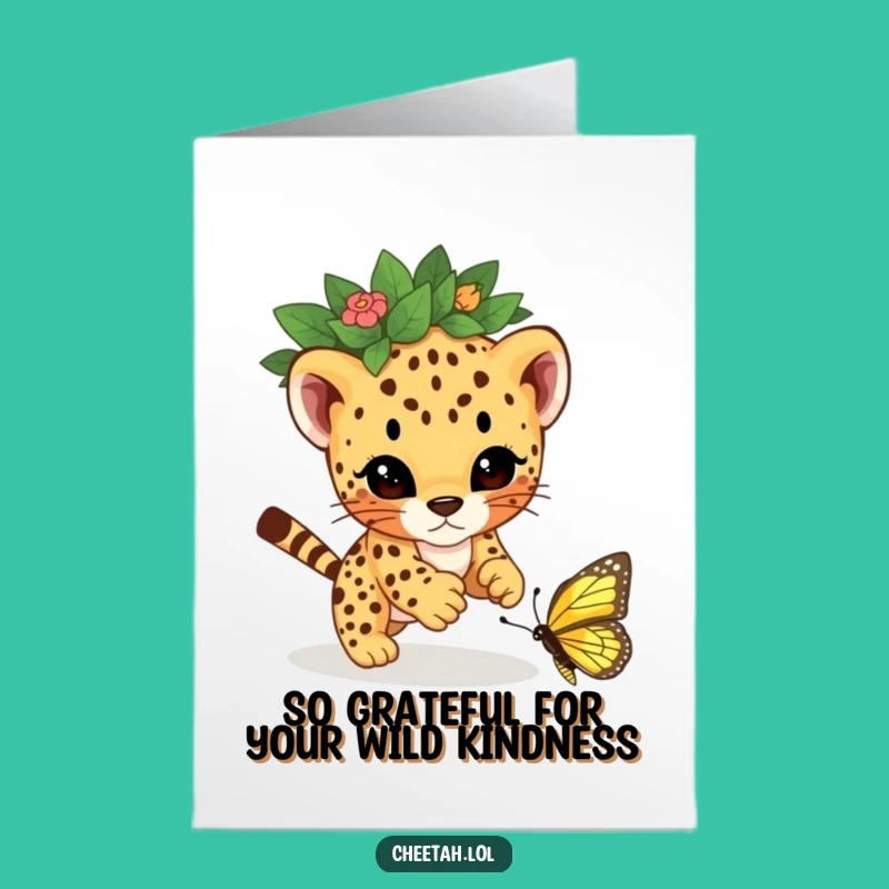 Free Printable Cheetah Thank You Card: Pouncing Cub Downloadable Gift for Gratitude