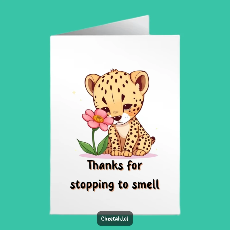 Free Printable Thank You Card: Curious Cheetah Cub, Funny Downloadable Gift for Sweet Encounters