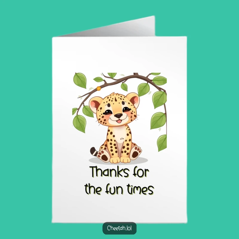Cheetah Cub Thank You Card: Free Printable Playful Vine Funny Downloadable Gift