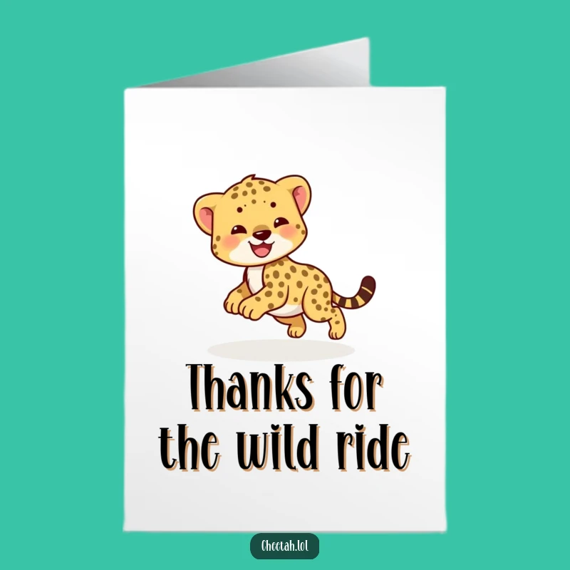 Free Printable Thank You Card: Playful Cheetah Cub, Funny Downloadable Gift for Cheerful Thanks