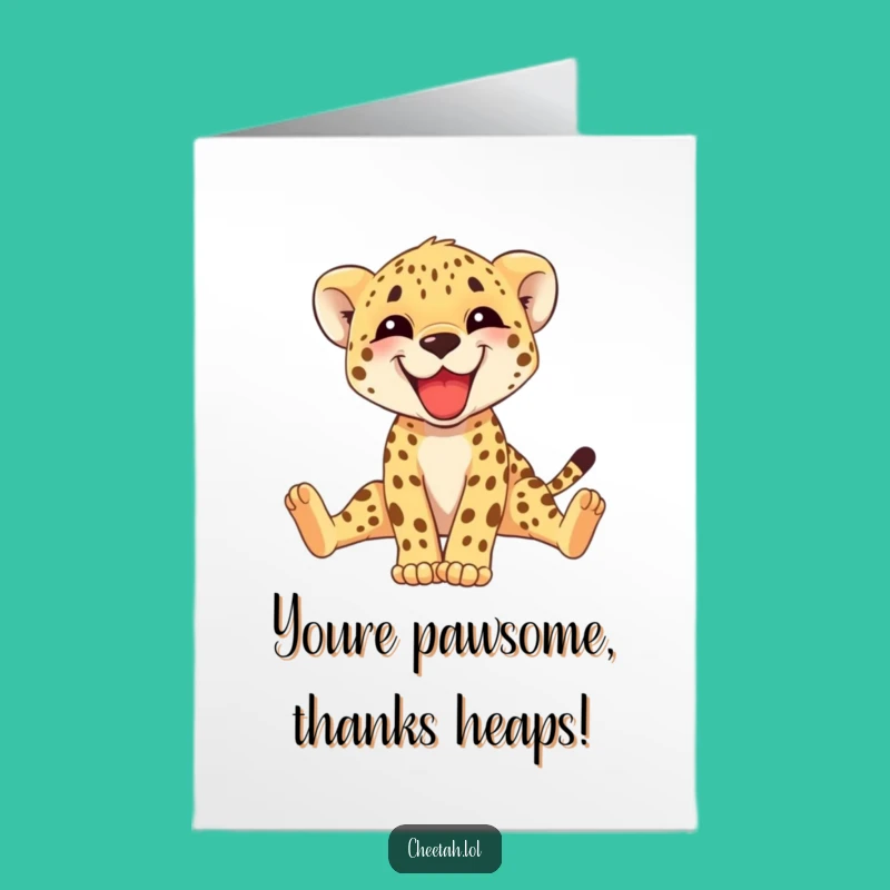 Free Printable Thank You Card: Cheetah Cub Stretching - Funny Downloadable for Gratitude