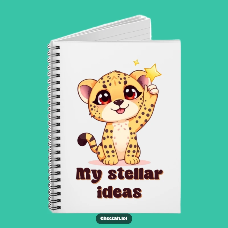 Funny Cheetah Cub Star Reach Notebook: Dream Big, Write More