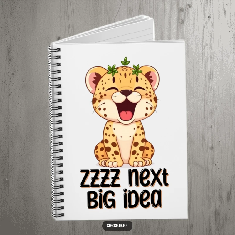 Funny Cheetah Cub Notebook: A tiny cheetah cub wearing a laurel wreath yawns broadly, inspiring sleepy creativity and triumphant ideas.