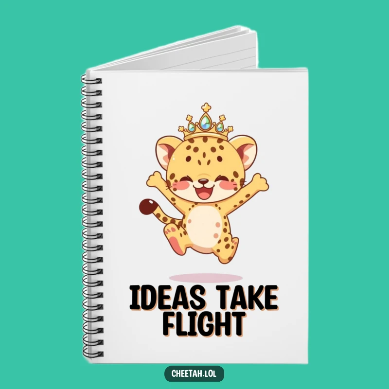 Funny Leaping Cheetah Cub Notebook: Sparkling Tiara Journal, Joyful Gift