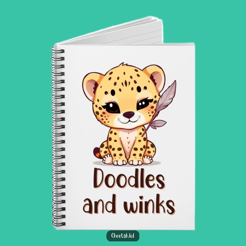 Funny Winking Cheetah Cub Notebook: Playful Feather Journal, Fun Gift