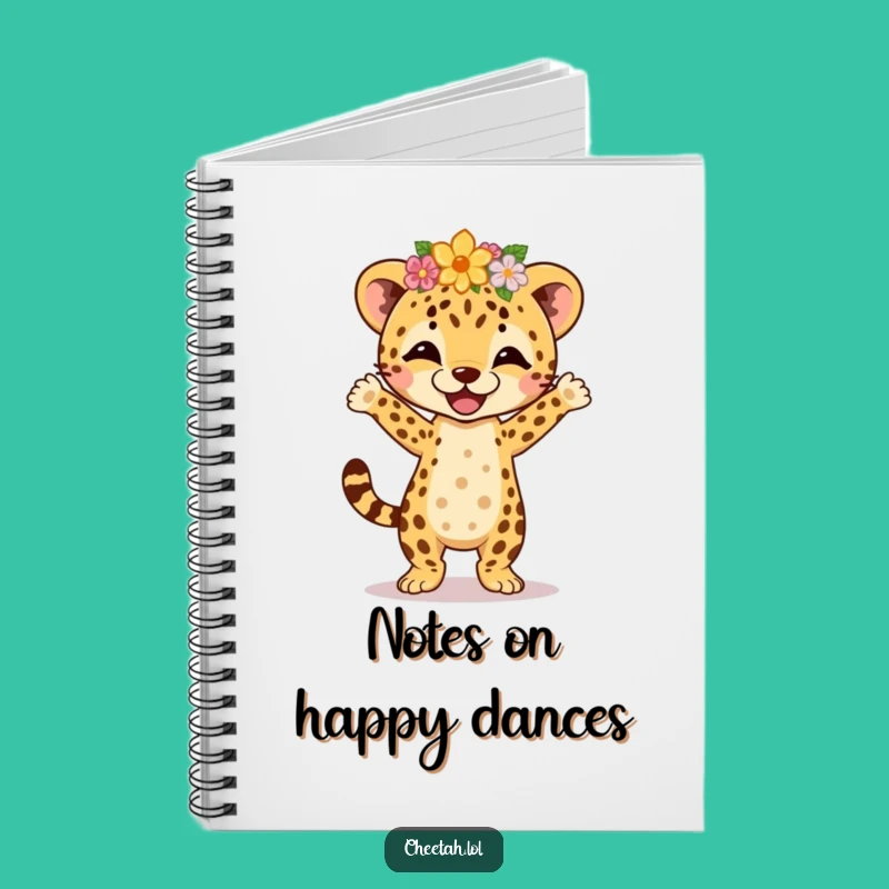 Funny Cheetah Cub Jig Notebook - Flower Crown Dance Journal