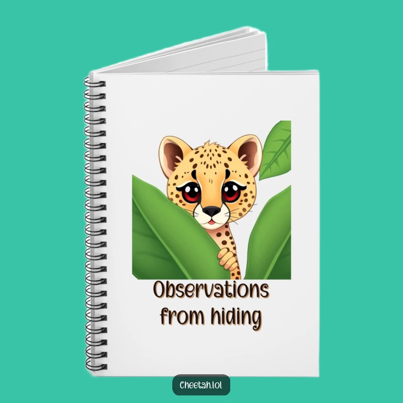 Funny Cheetah Leaf Notebook - Curious Eyes Journal Gift
