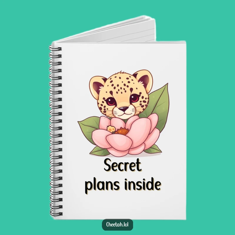 Funny Cheetah Cub Flower Peek Notebook: Jot Down Your Discoveries Gift