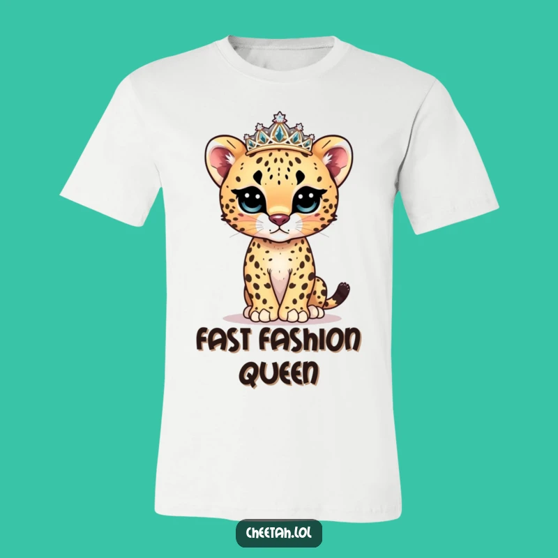 Funny Cheetah Cub Model T-Shirt - Strut Your Style with Sparkle